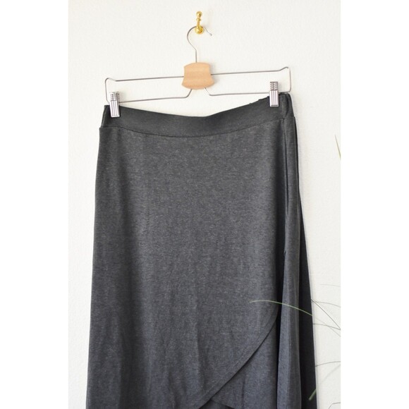 Prana Midi Skirt Woman's S Gray Jersey knit Hi-Low Wrap asymmetrical Utility - Picture 2 of 8